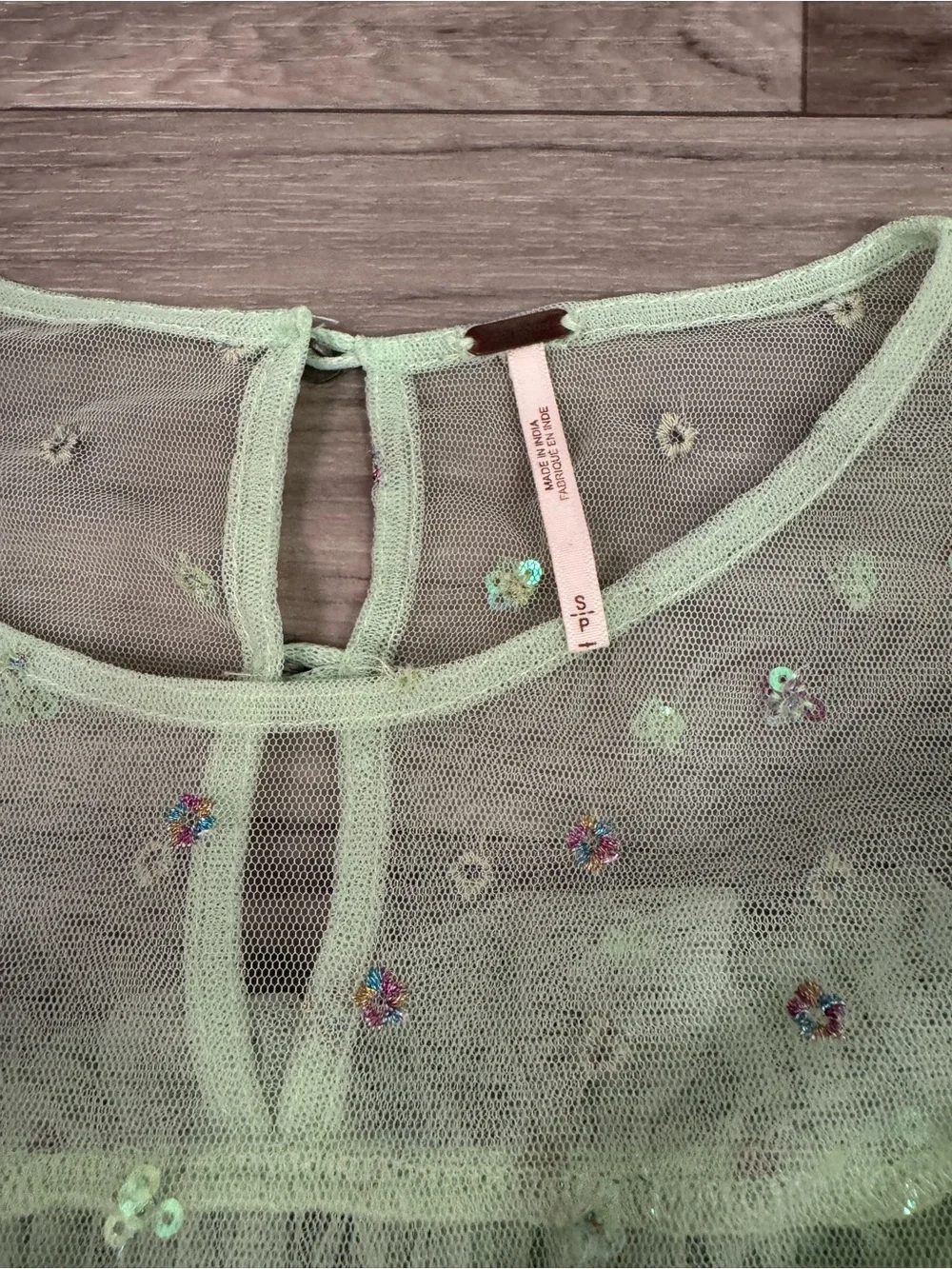 Free People Disco Ball Embellished Sequined Long Sleeve Top Blouse Size Small